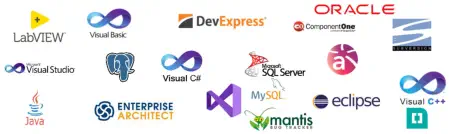 Collage von Softwaretechnologie, die verwendet wird.